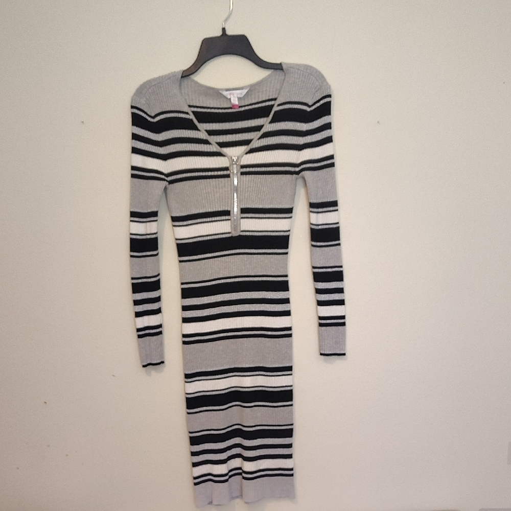 No Boundaries Black and White Buttoned Bodycon Dress